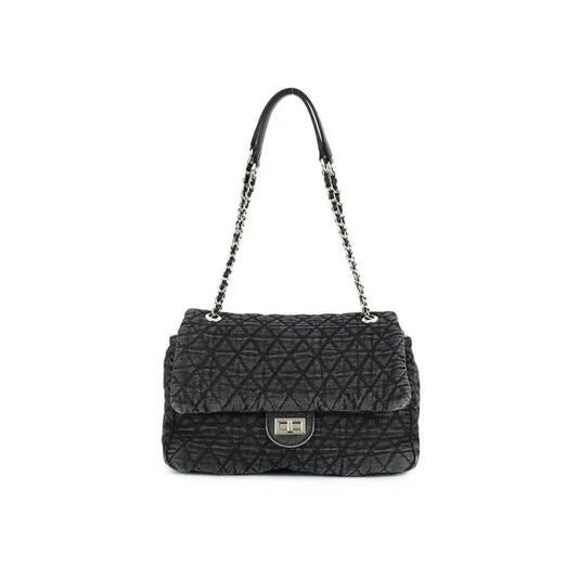 Distressed Quilted  Denim Shoulder Bag