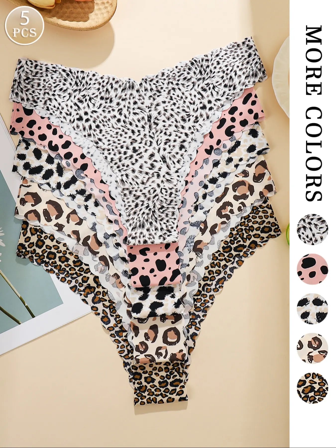 Women's Seamless Wave Design Leopard Underwear Set