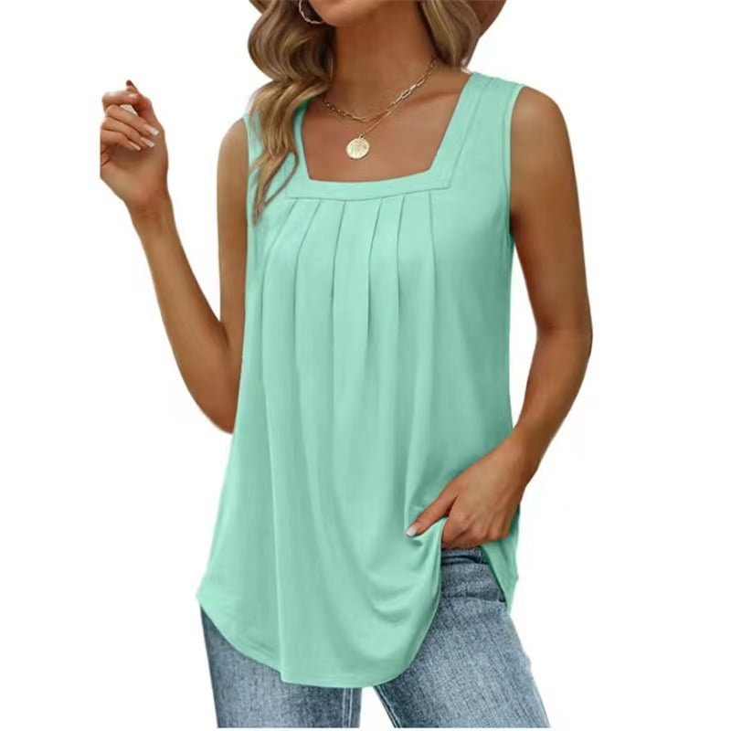Womens Cute Tank Tops Loose Fit Causal Summer U Neck Sleeveless Soft Womenswear
