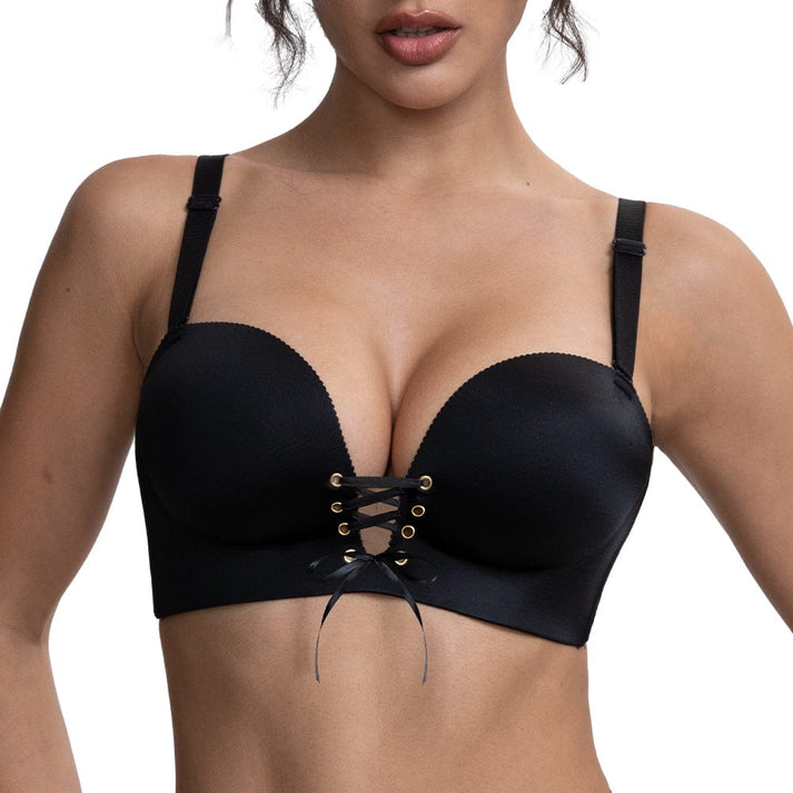 "Add Two Cups" Padded Wireless Plunge Push Up Bra