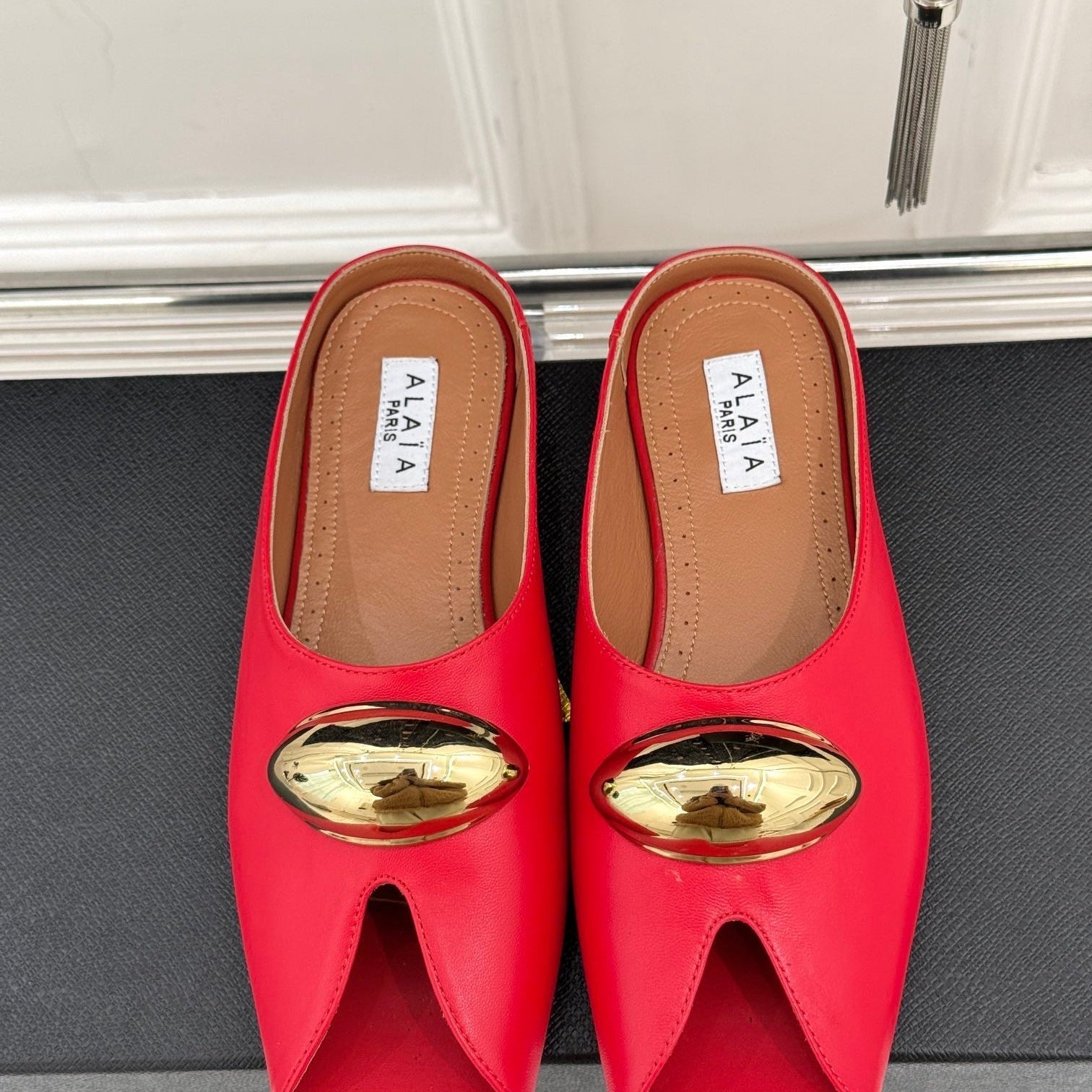 Slipper With Gold Hardware Calfskin