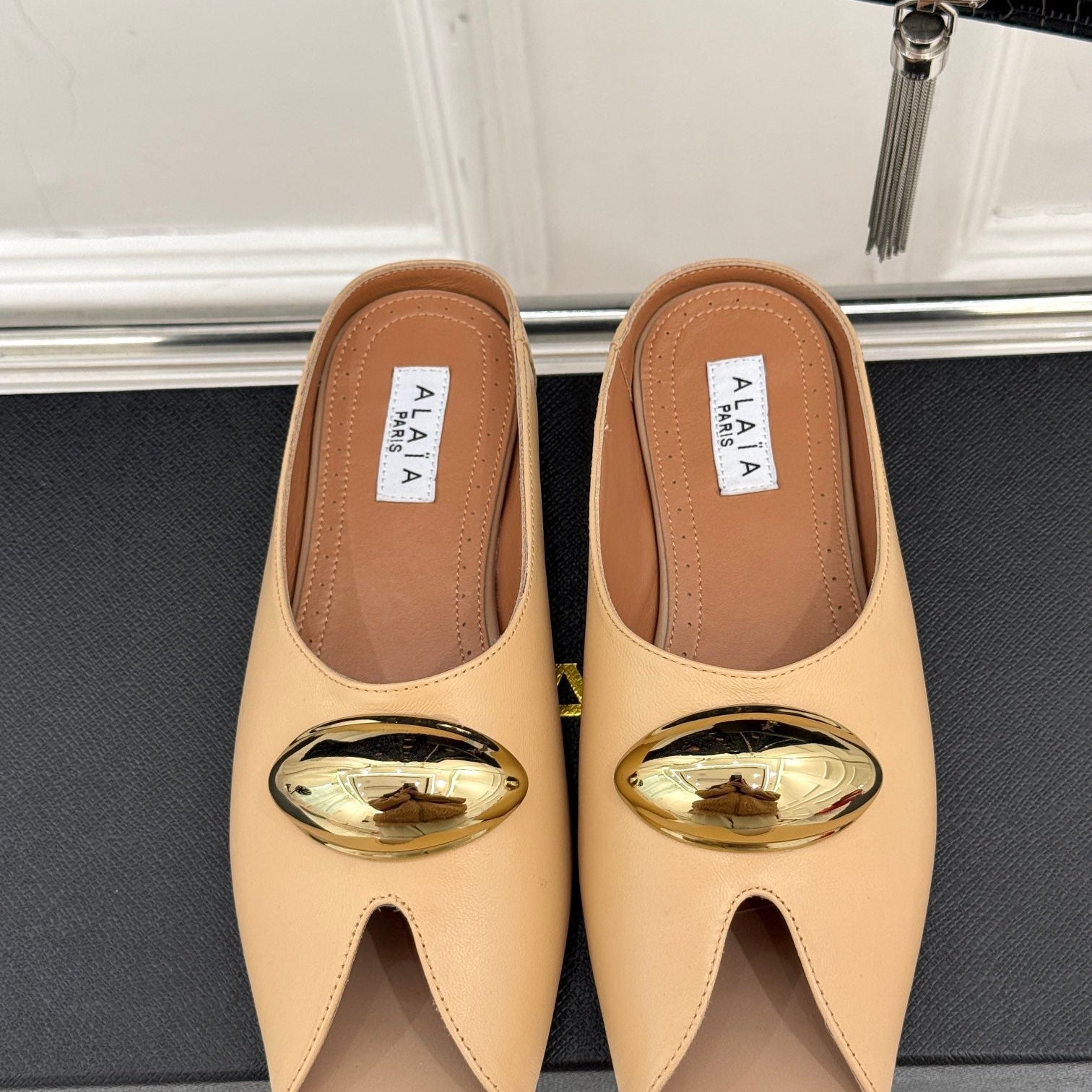 Slipper With Gold Hardware Calfskin