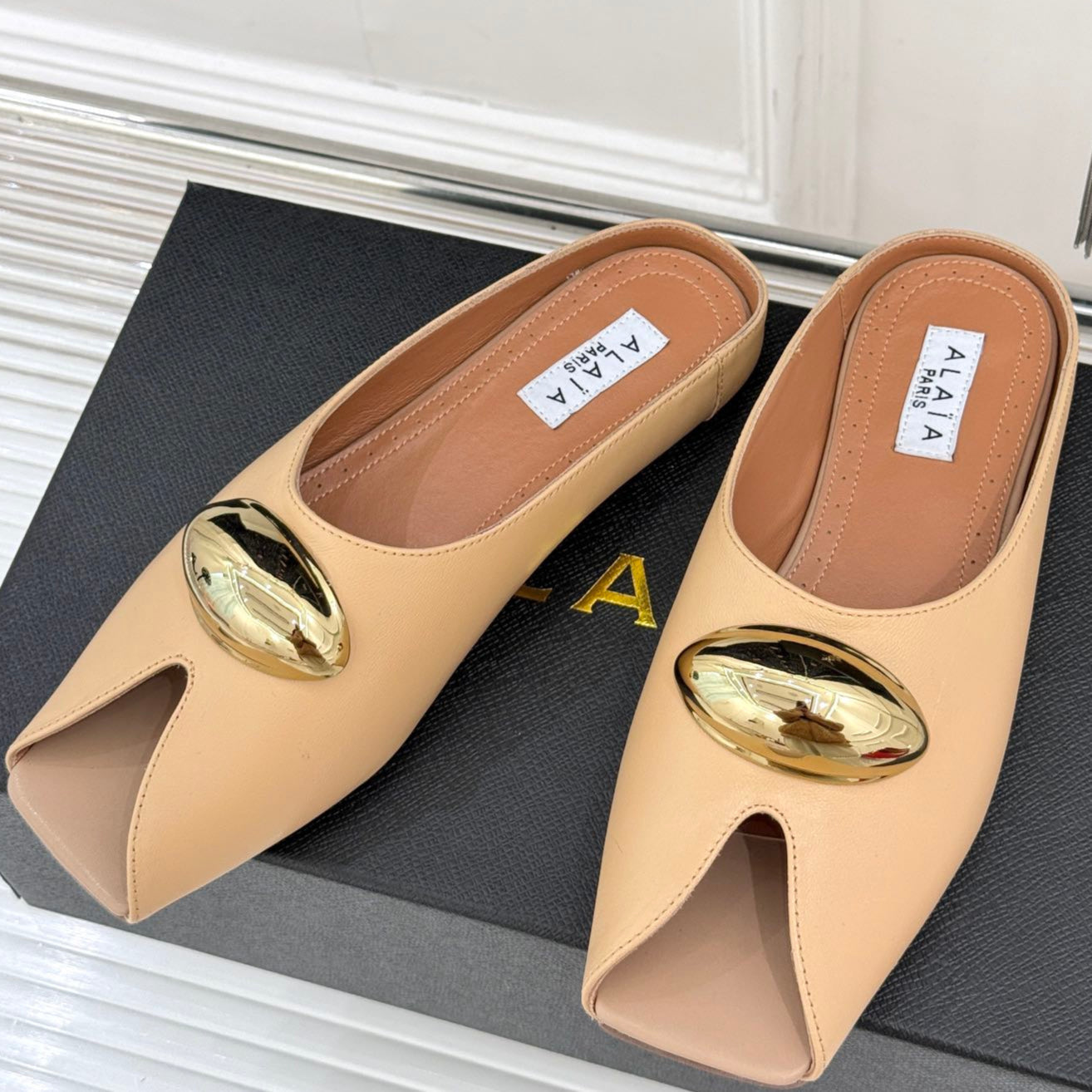 Slipper With Gold Hardware Calfskin