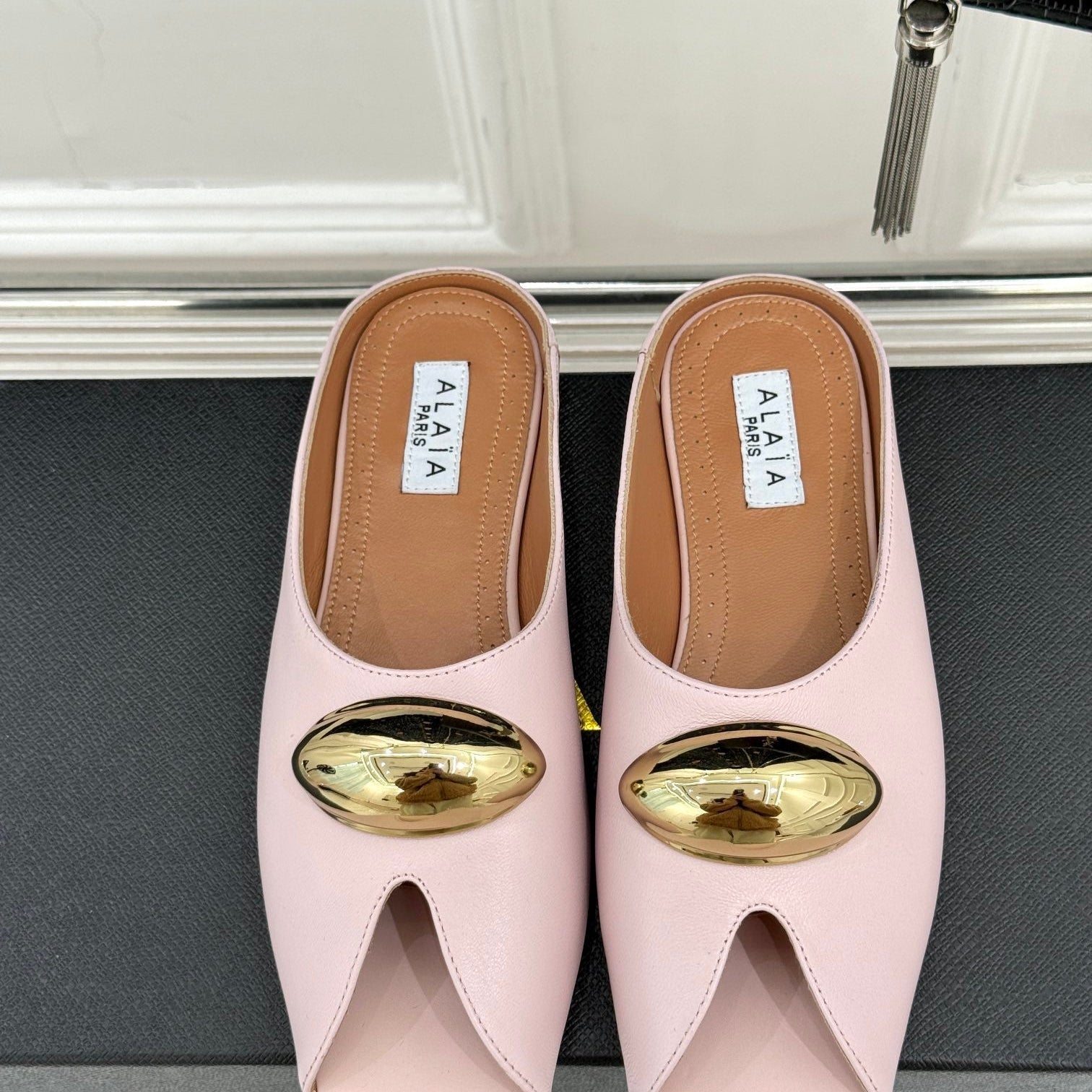 Slipper With Gold Hardware Calfskin