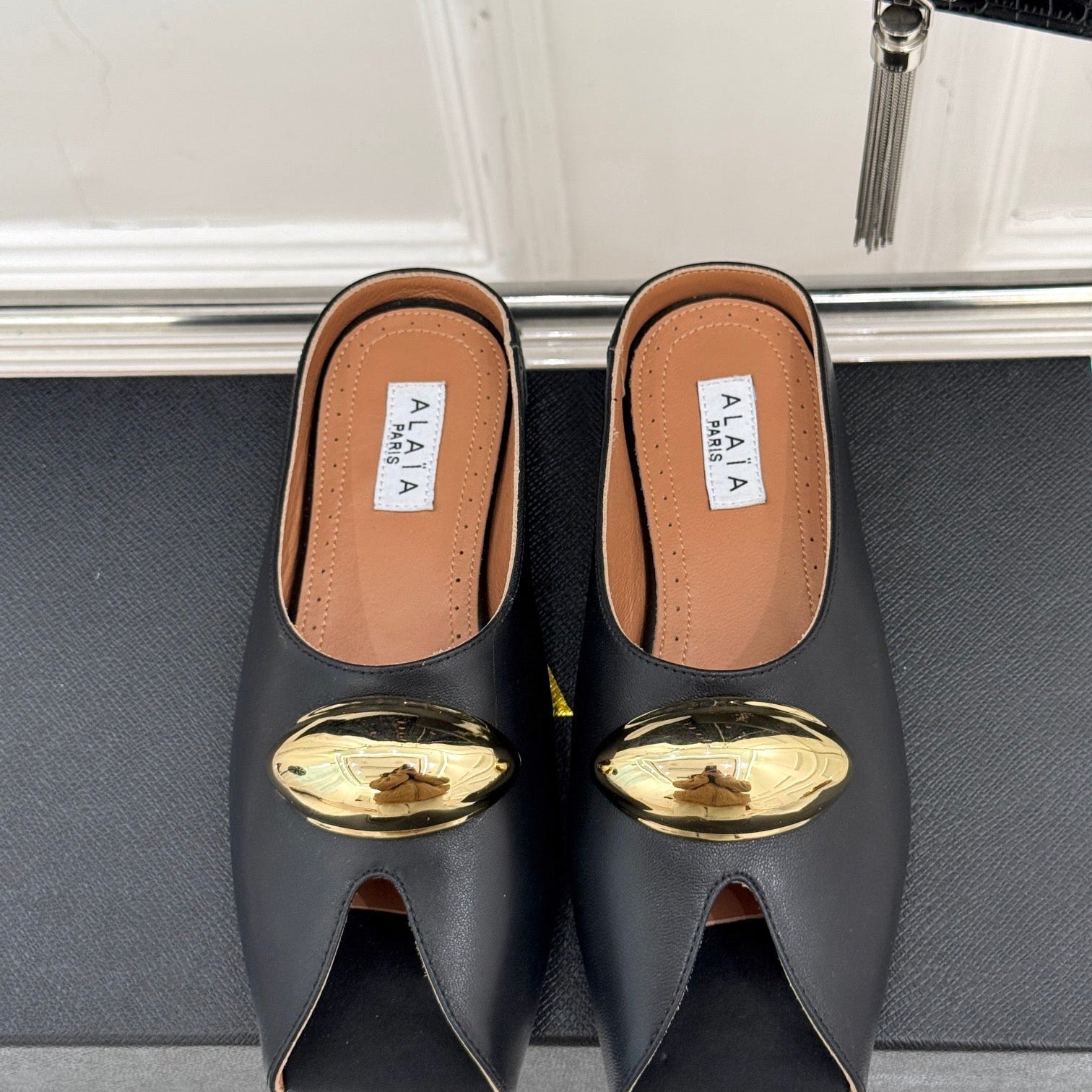 Slipper With Gold Hardware Calfskin