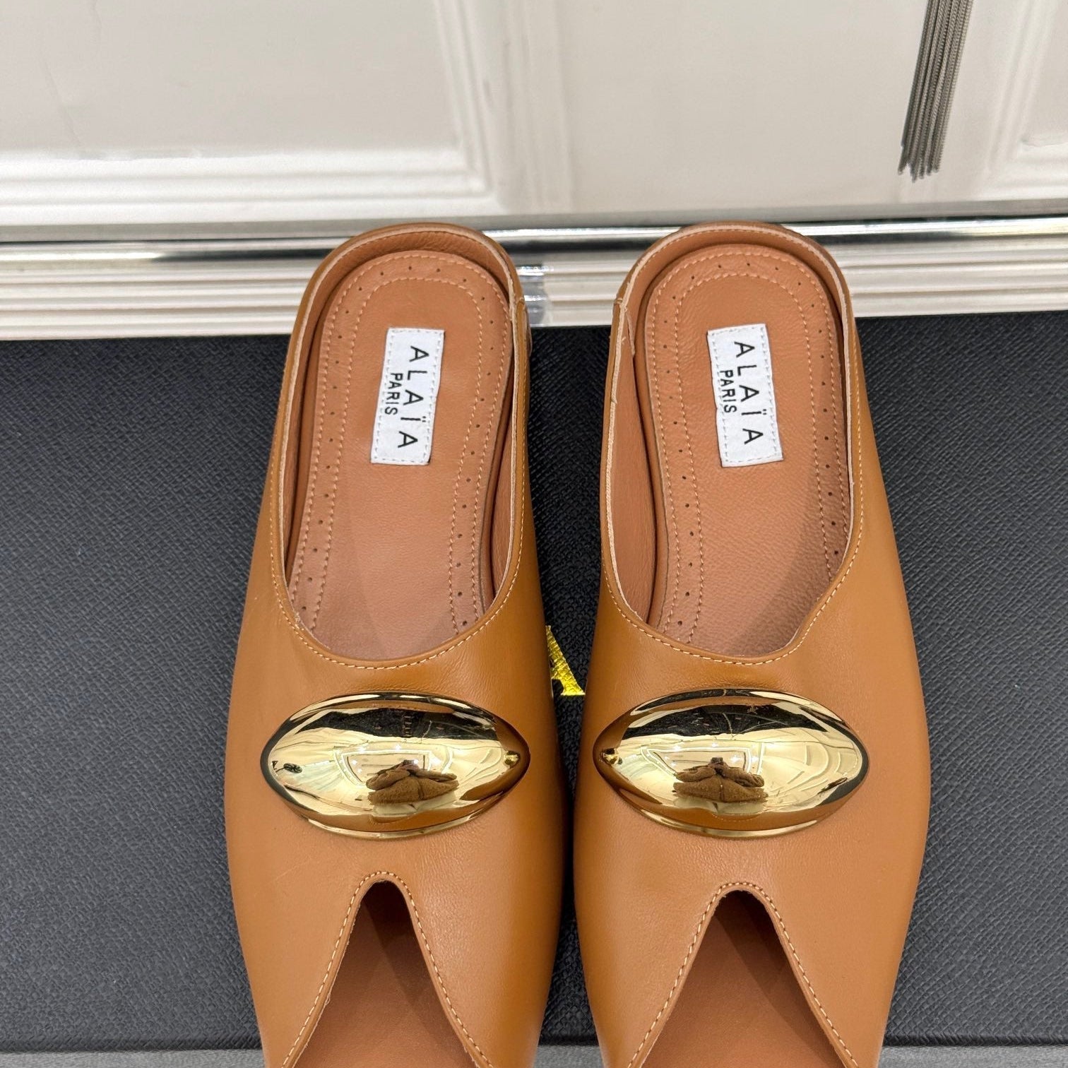 Slipper With Gold Hardware Calfskin