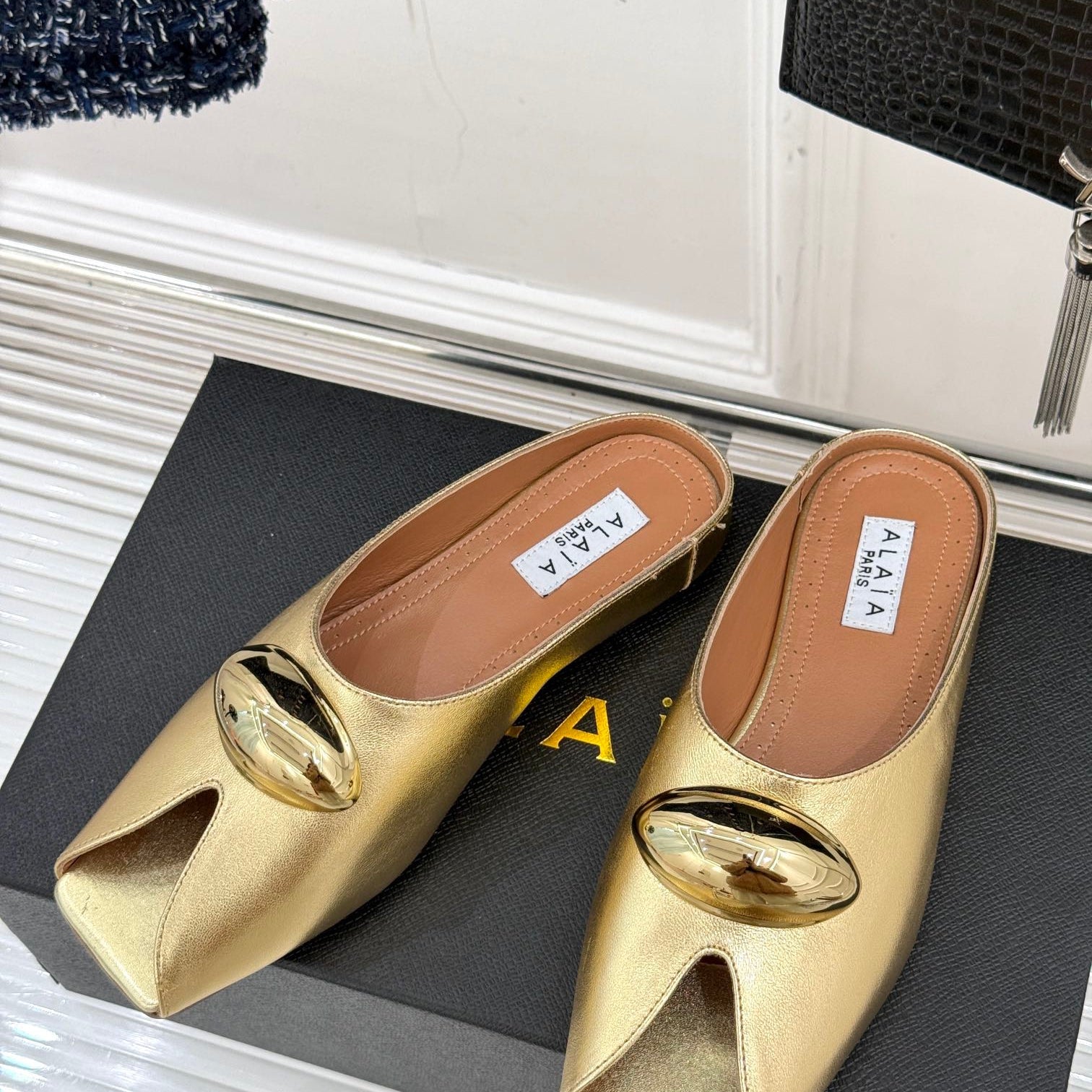 Slipper With Gold Hardware Calfskin