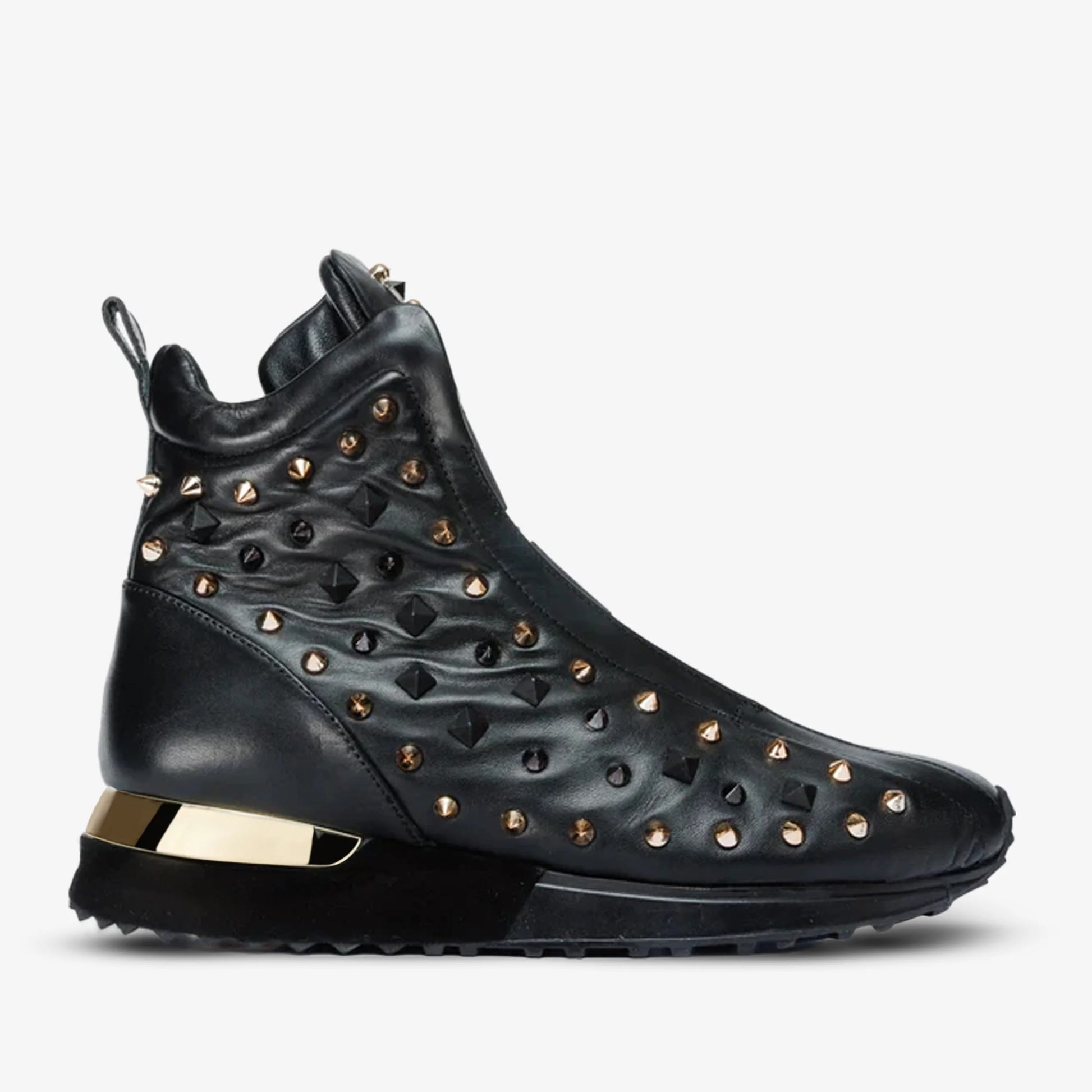 High-Top Black Spike Leather Women Sneaker Limited Edition