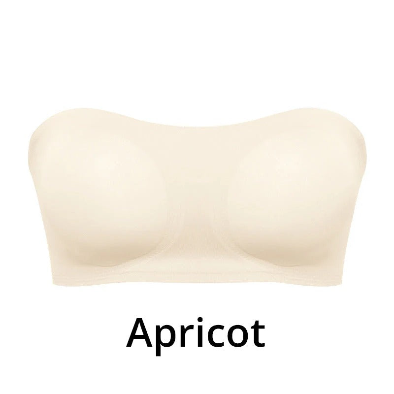 Women's Non-Slip Strapless Wireless Bra with Crossover Side Closure