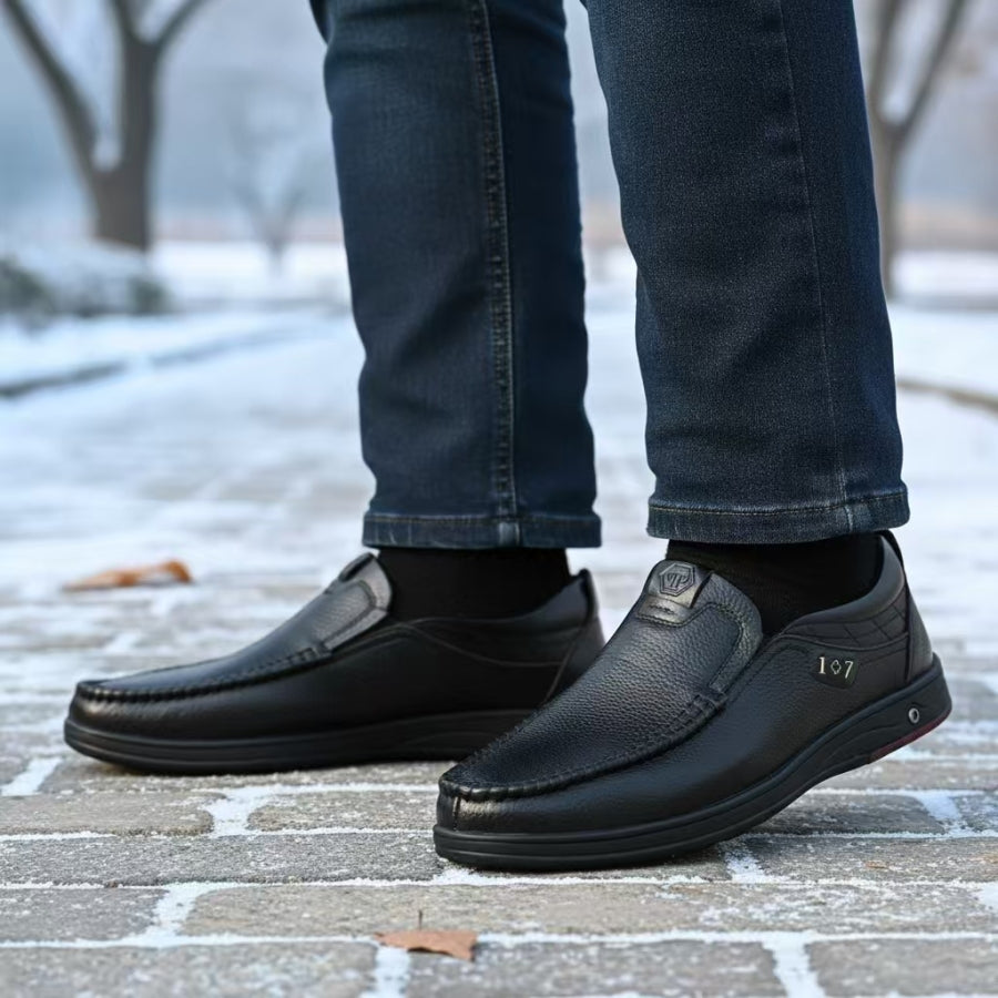 Men's Genuine Leather Soft Insole Casual Business Slip On Loafers