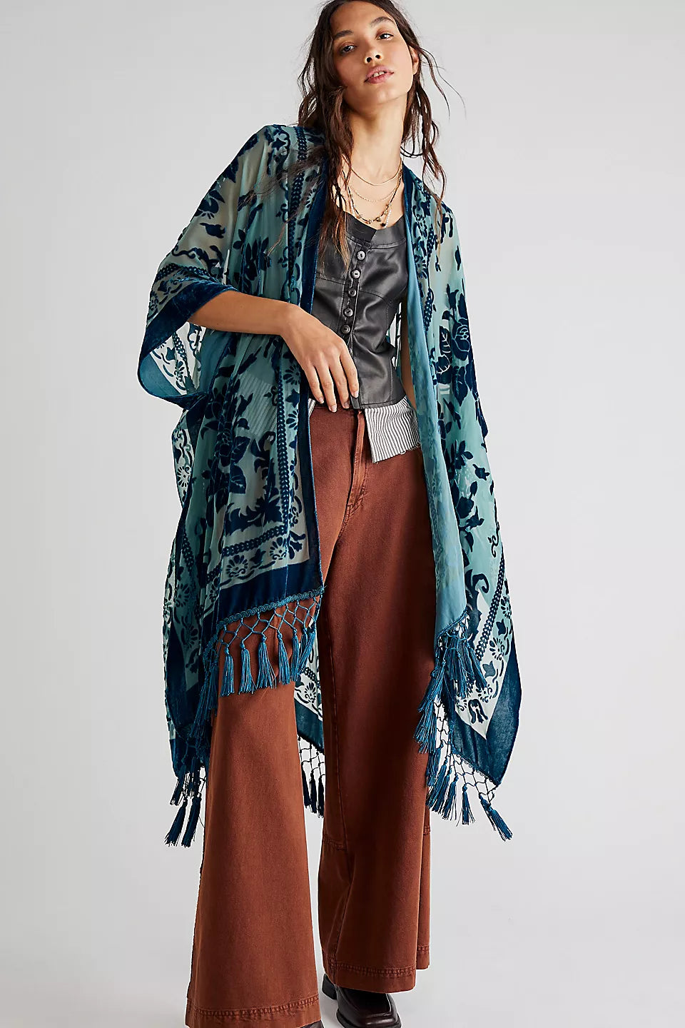 Free People Nightbird Burnout Kimono