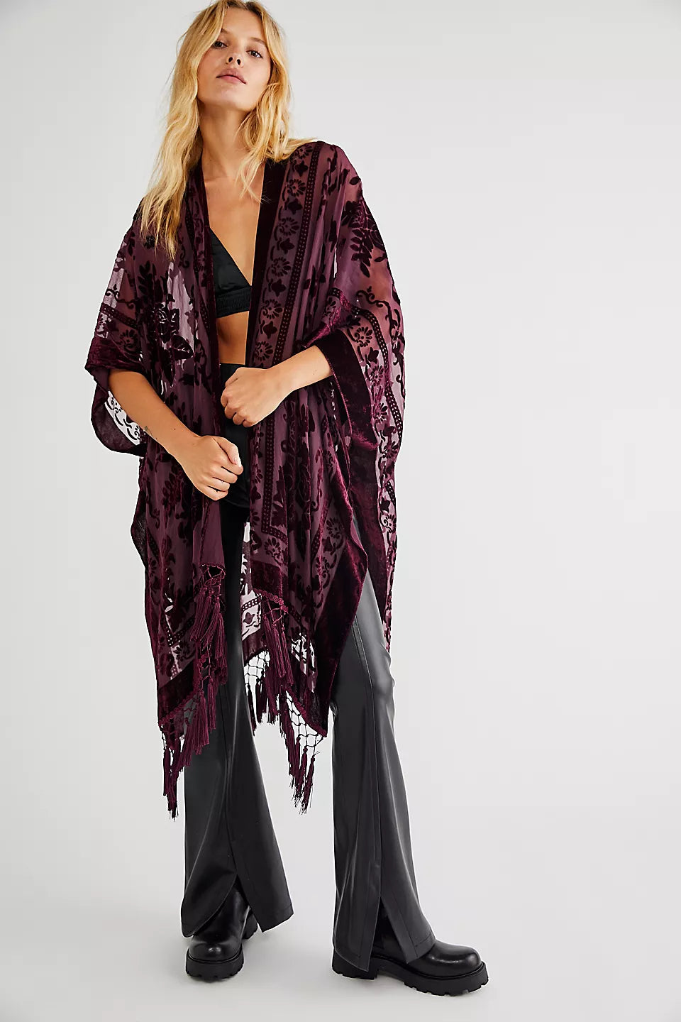 Free People Nightbird Burnout Kimono