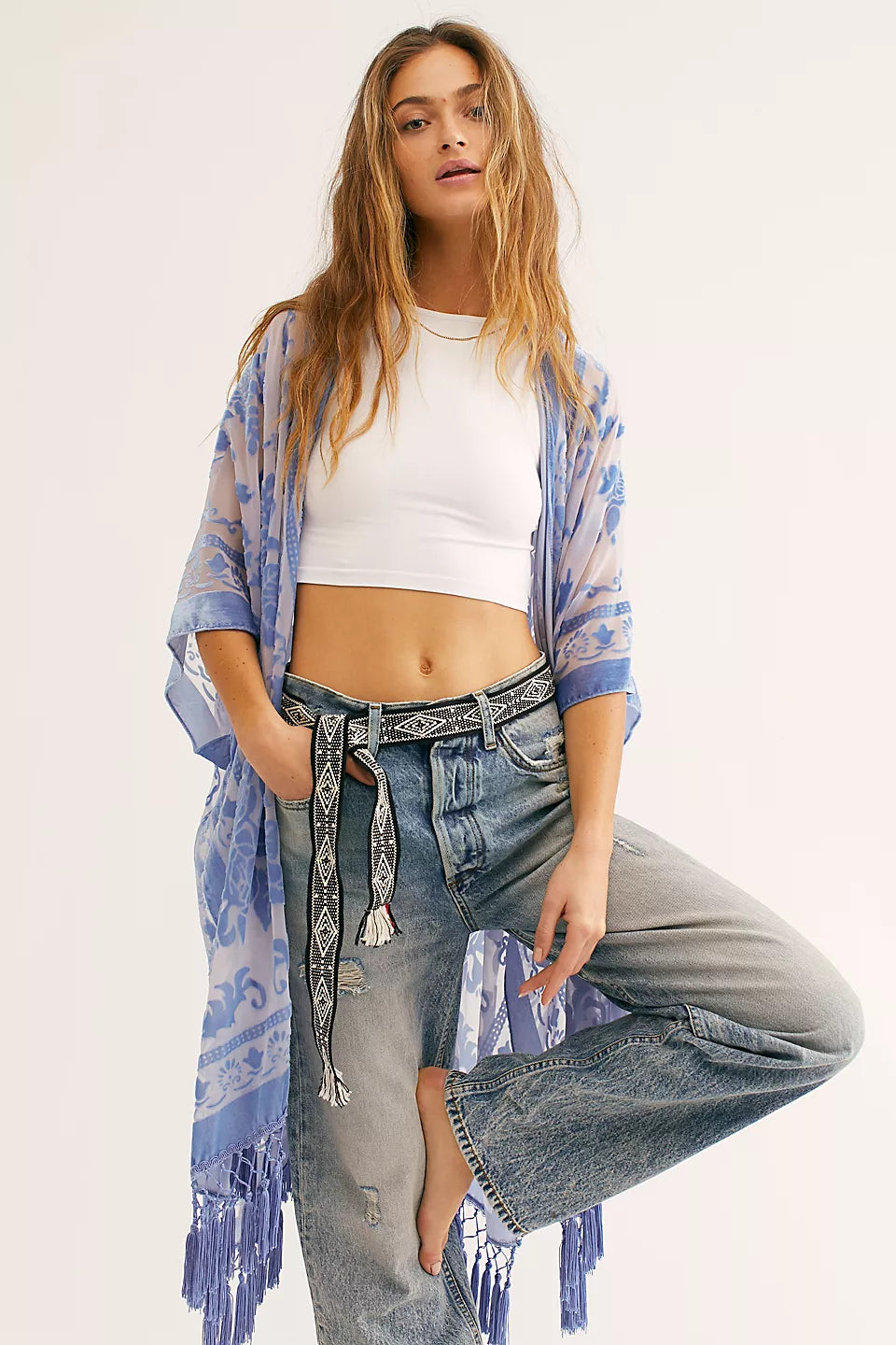 Free People Nightbird Burnout Kimono