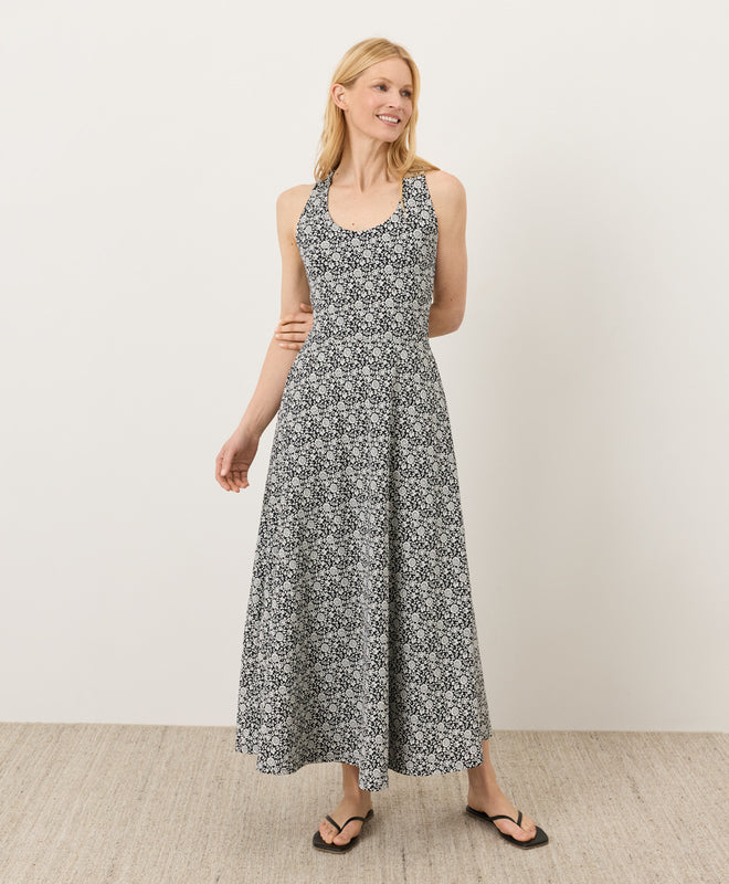 Organic Fit & Flare Open Back Maxi Dress