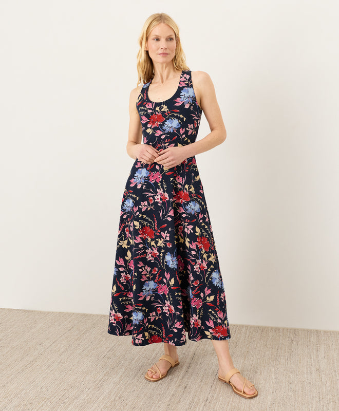 Organic Fit & Flare Open Back Maxi Dress