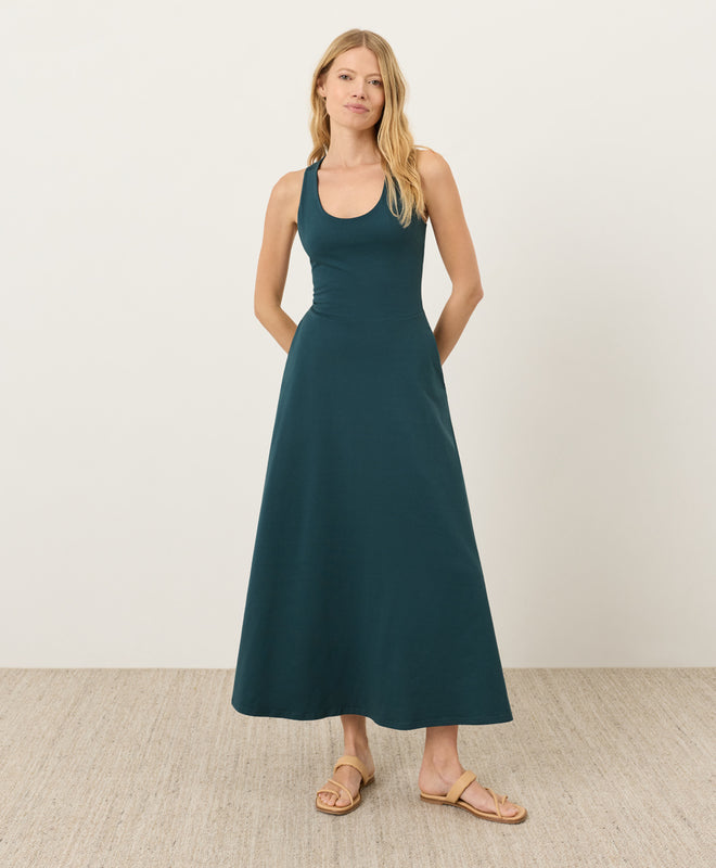 Organic Fit & Flare Open Back Maxi Dress