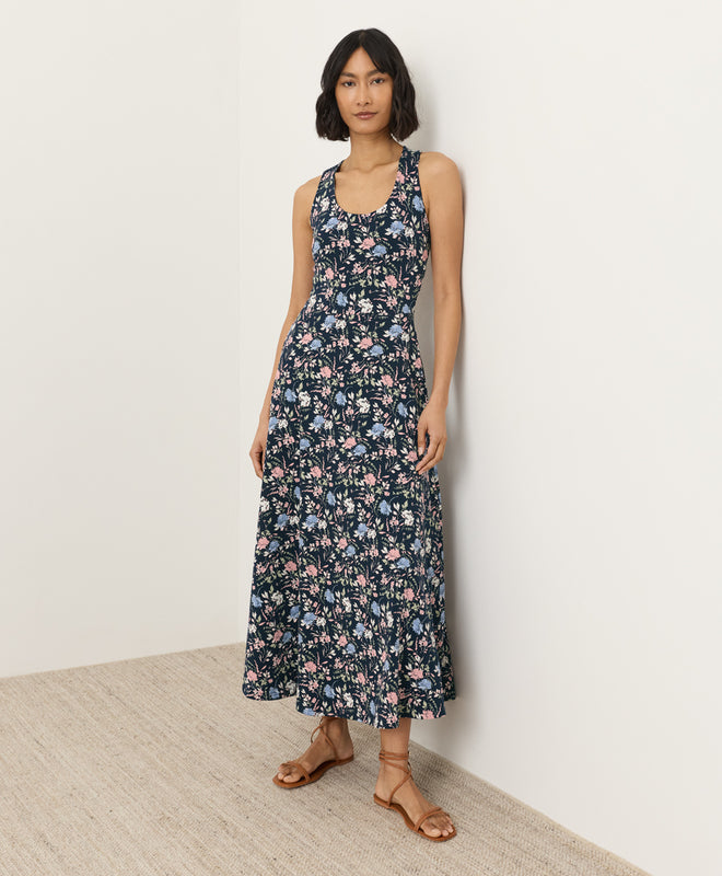 Organic Fit & Flare Open Back Maxi Dress
